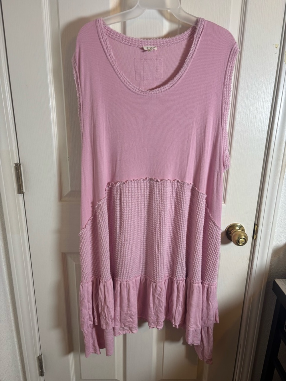 POL  Assymetrical ruffled pink plus Sz 3XL tank top/dress